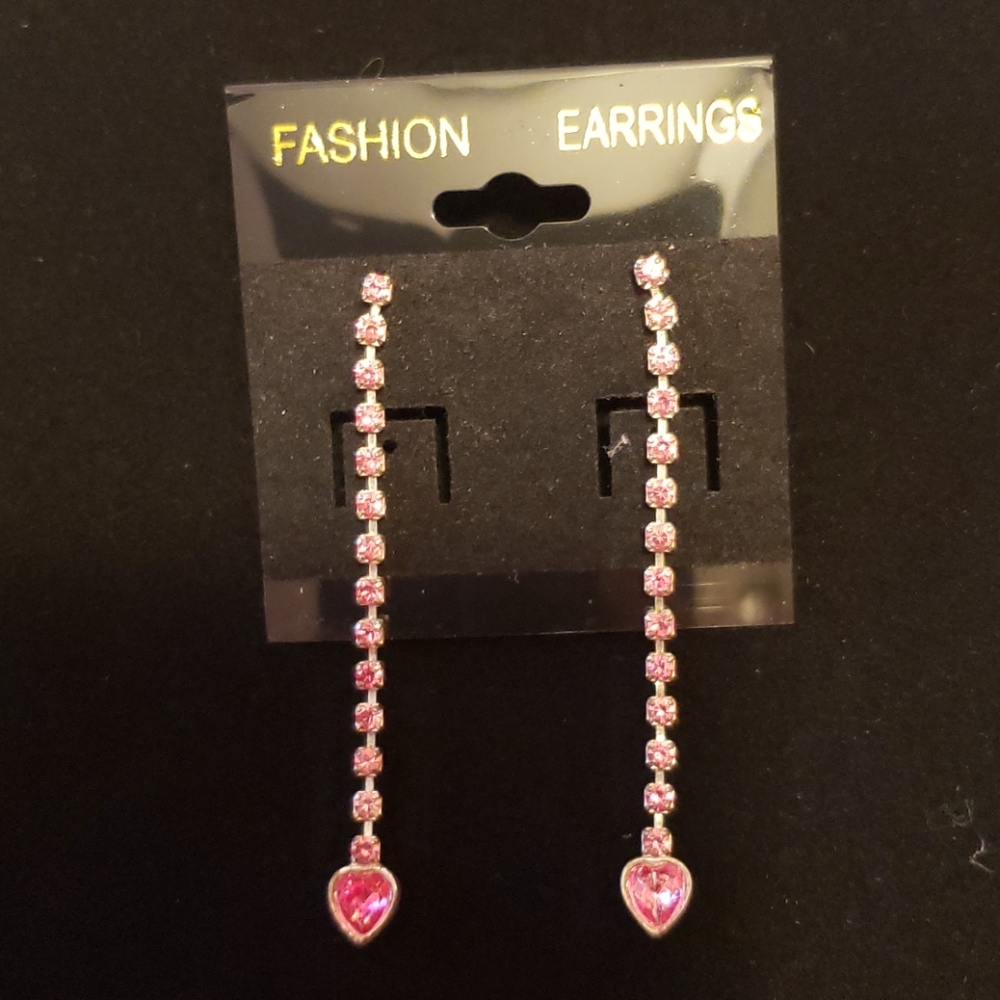 Pink Gem Dangling Earrings